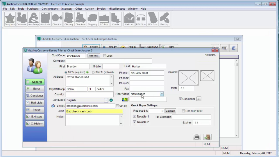 screenshot of Auction Flex